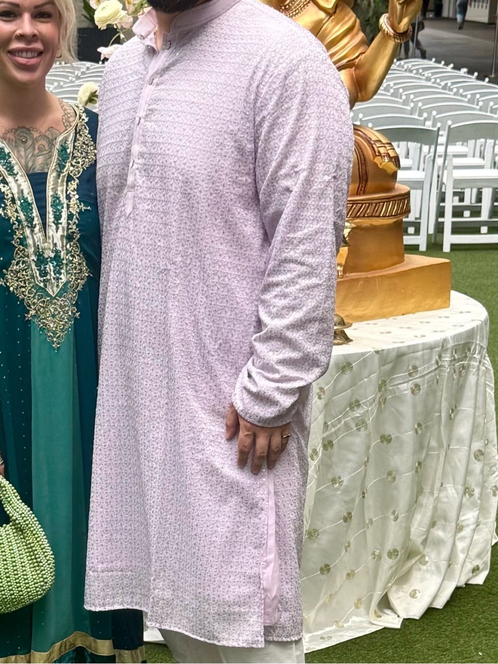 Men's Light Pink Kurta Shirt - Classic Long Sleeve